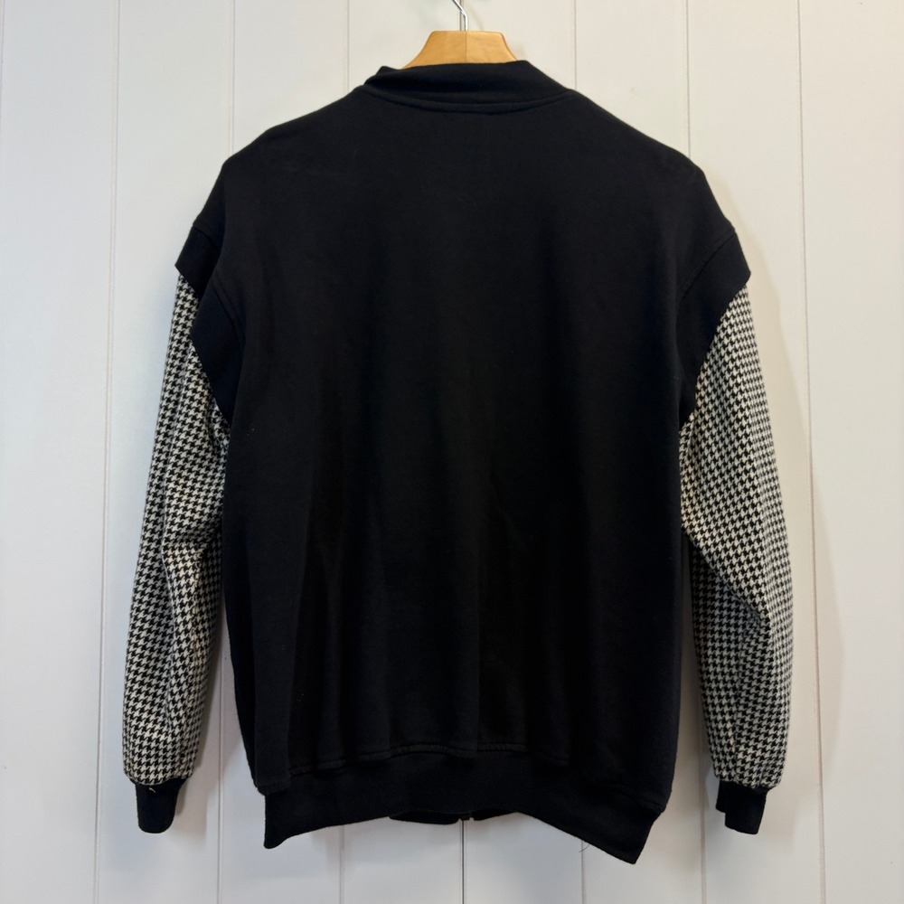 Vintage Karen Kane 90s Houndstooth Full Zip Sweatshirt Women Size SP Sporty Chic - Picture 2 of 7
